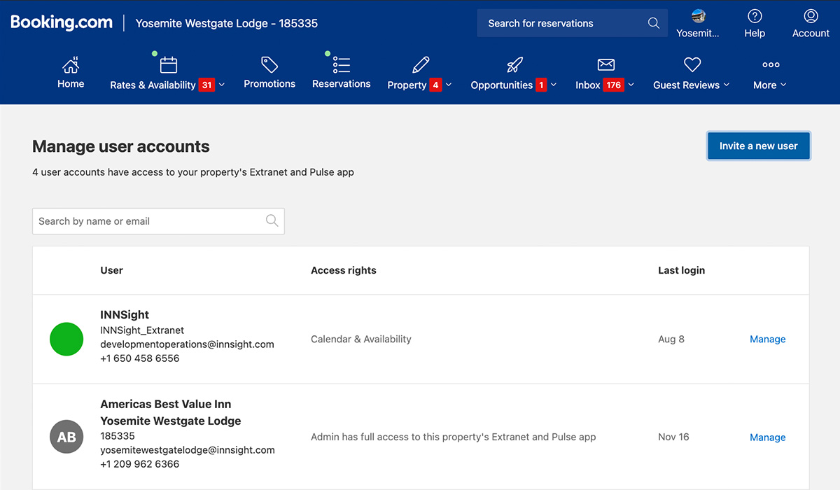 booking com dashboard